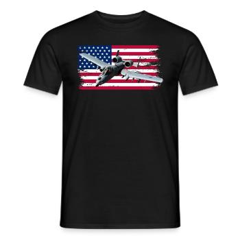 A-10 Warthog Flugzeug American Flag Thunderbird - Männer T-Shirt - Schwarz - Vorne - AI Model Male 178 light (178cm)
