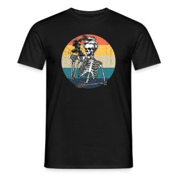 Skelett Kaffee Frau Halloween Skelett Kaffee - Männer T-Shirt - Schwarz - Vorne - AI Model Male 178 light (178cm)