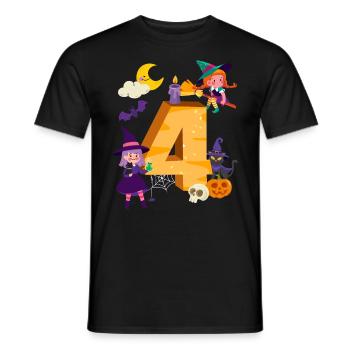4ème anniversaire balai de sorcière enfant de 4 ans - T-shirt homme - noir - Devant - AI Model Male 178 light (178cm)