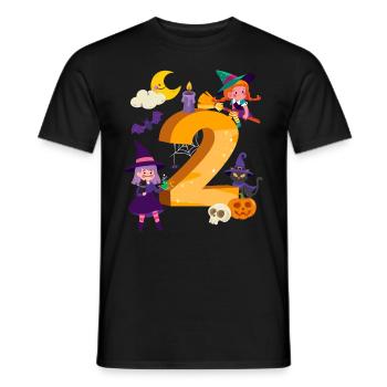 2nd Birthday Witch Broom 2 Years Old Child - Men's T-Shirt - black - Front - AI Model Male 178 light (178cm)
