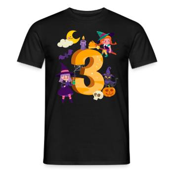 3rd Birthday Witch Broom 3 Years Old Child - Men's T-Shirt - black - Front - AI Model Male 178 light (178cm)
