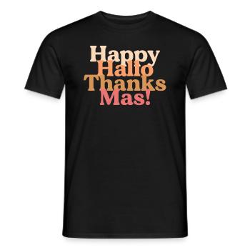Happy HalloThanksMas Retro Halloween Thanksgiving - Men's T-Shirt - black - Front - AI Model Male 178 light (178cm)