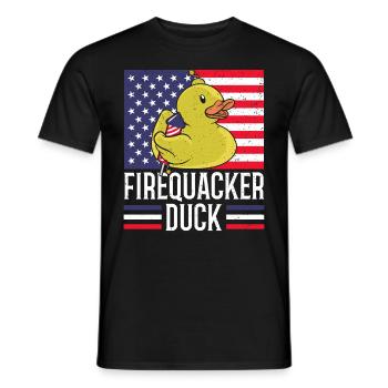 Firequacker Duck 4. Juli Firecracker - Männer T-Shirt - Schwarz - Vorne - AI Model Male 178 light (178cm)