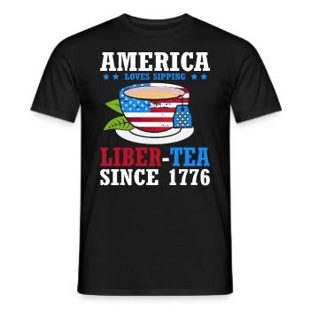 Amerika Liebt Es, Liber-tee Zu Trinken, Seit Dem - Männer T-Shirt - Schwarz - Vorne - AI Model Male 178 light (178cm)