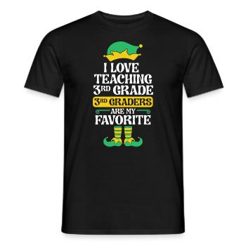 3rd Grade Teacher Elf Christmas School Party I - Men's T-Shirt - black - Front - AI Model Male 178 light (178cm)