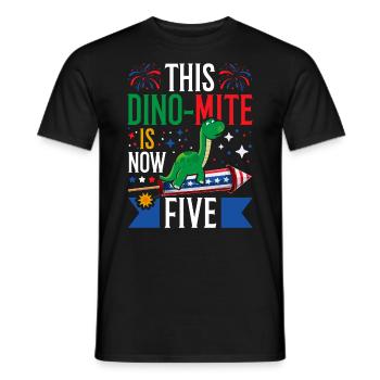 This dinomite is now five dinosaurs July 4 - Men's T-Shirt - black - Front - AI Model Male 178 light (178cm)
