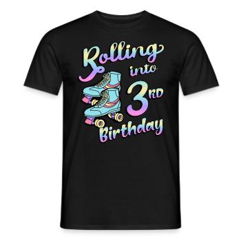 Rolling Into 3rd Birthday Quad Skater Rollschuhe - Männer T-Shirt - Schwarz - Vorne - AI Model Male 178 light (178cm)