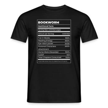 Book Lover Bookworm Nutritional Values Reader - Men's T-Shirt - black - Front - AI Model Male 178 light (178cm)