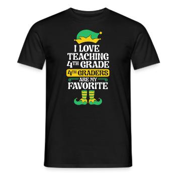 4th Grade Teacher Elf Christmas School Party I - Men's T-Shirt - black - Front - AI Model Male 178 light (178cm)