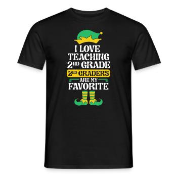 2nd Grade Teacher Elf Christmas School Party I - Men's T-Shirt - black - Front - AI Model Male 178 light (178cm)