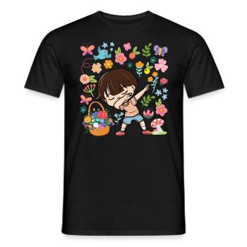 Dabbing Boy Hippie Blumenstrauß Korb Frühling - Männer T-Shirt - Schwarz - Vorne - AI Model Male 178 light (178cm)