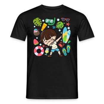 Dabbing Boy Beach Lifestyle Sommerzeit Gemäßigte - Männer T-Shirt - Schwarz - Vorne - AI Model Male 178 light (178cm)