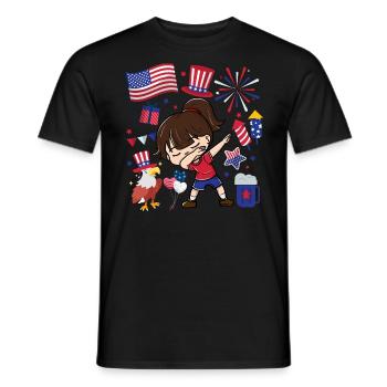 Dabbing Girl 4. Juli Unabhängigkeitstag - Männer T-Shirt - Schwarz - Vorne - AI Model Male 178 light (178cm)