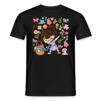Dabbing Girl Hippie Bouquet Basket Spring - Men's T-Shirt - black - Front - AI Model Male 178 light (178cm)