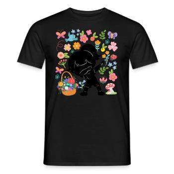 Silhouette Dabbing Girl Hippie Bouquet Spring - Men's T-Shirt - black - Front - AI Model Male 178 light (178cm)