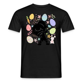 Silhouette Girl Colorful Eggs Easter Costume - Men's T-Shirt - black - Front - AI Model Male 178 light (178cm)
