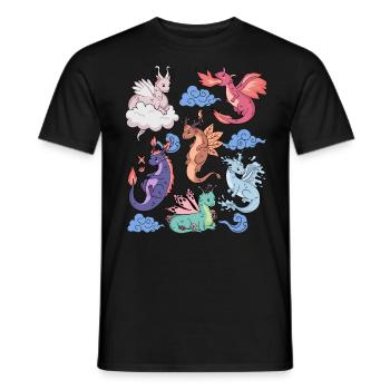 Flug Der Drachen Niedliche Elementare Mythische - Männer T-Shirt - Schwarz - Vorne - AI Model Male 178 light (178cm)