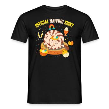 Official Napping Shirt Sleepy Cat Easter - Men's T-Shirt - black - Front - AI Model Male 178 light (178cm)