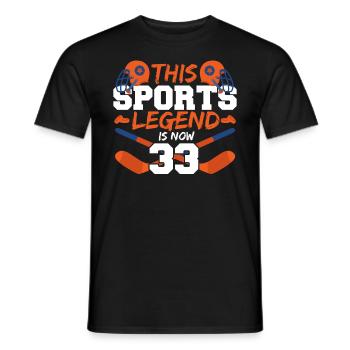 This sports legend is now 33, hockey game 33. - Men's T-Shirt - black - Front - AI Model Male 178 light (178cm)