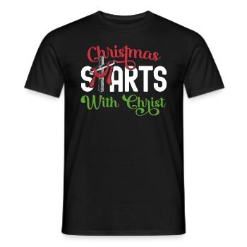 Christmas Starts With Christ Christian Cross Jesus - Men's T-Shirt - black - Front - AI Model Male 178 light (178cm)