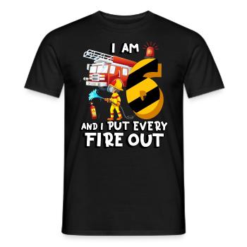 Fire Truck Fire Fighting I am 6 years old - Men's T-Shirt - black - Front - AI Model Male 178 light (178cm)