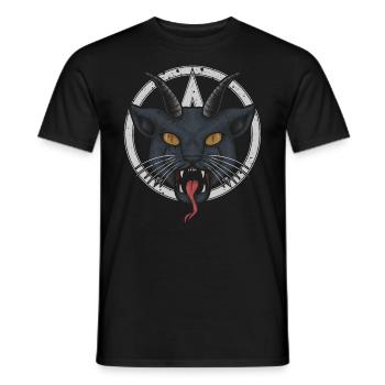 Demonic Horned Cat, Creepy - Men's T-Shirt - black - Front - AI Model Male 178 light (178cm)