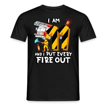 Pompier Pompiers J’ai 11 ans - T-shirt homme - noir - Devant - AI Model Male 178 light (178cm)