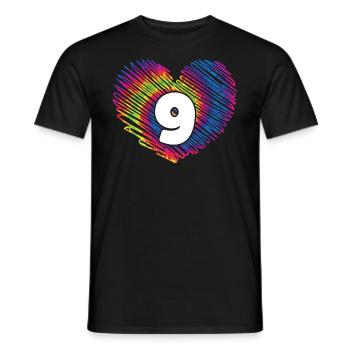 9. Geburtstag Herz Tie Dye | Tie Dye Themed - Männer T-Shirt - Schwarz - Vorne - AI Model Male 178 light (178cm)