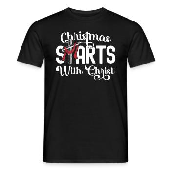 Christmas Starts With Christ Cross Jesus Christian - Men's T-Shirt - black - Front - AI Model Male 178 light (178cm)
