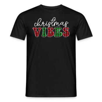 Christmas Vibes Buffalo Plaid Retro Christmas - Men's T-Shirt - black - Front - AI Model Male 178 light (178cm)