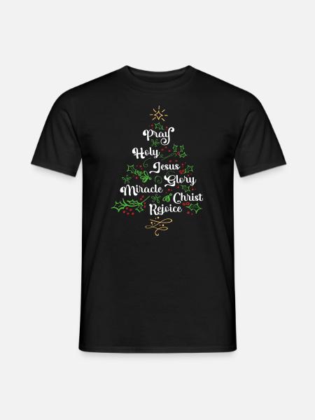 Christelijke Kerstboom Familie Kerk Jezus - Heren T-shirt - zwart