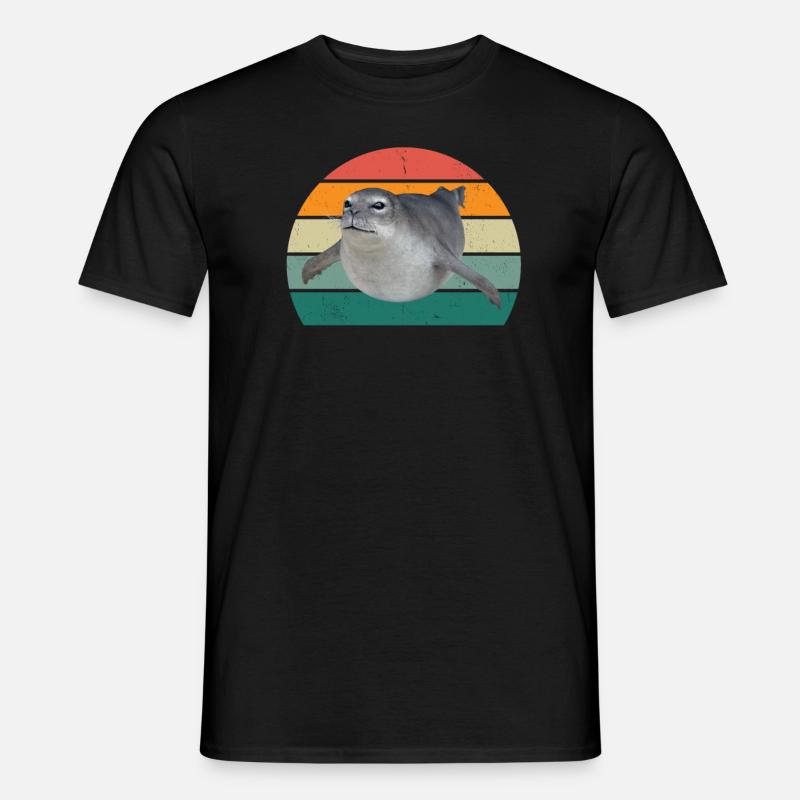 Robben Seehund Seehunde Schwimmen Ohrenrobbe Robbe - Männer T-Shirt - Schwarz