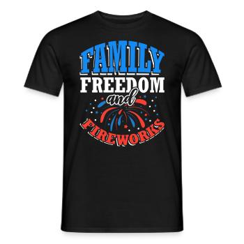 Familie Freiheit Und Feuerwerk 4. Juli - Männer T-Shirt - Schwarz - Vorne - AI Model Male 178 light (178cm)