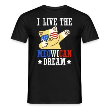 Je vis le rêve de miaulement - Jour de l’Indépendance - T-shirt homme - noir - Devant - AI Model Male 178 light (178cm)