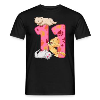 Chaton de 11e anniversaire | Chemise d’anniversaire de chat - T-shirt homme - noir - Devant - AI Model Male 178 light (178cm)