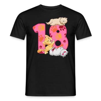 Chaton de 18e anniversaire | Chemise d’anniversaire de chat - T-shirt homme - noir - Devant - AI Model Male 178 light (178cm)