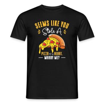 Pizza Foodie Relationship Fast Food Pick Up Lines - Men's T-Shirt - black - Front - AI Model Male 178 light (178cm)