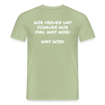 Meme Schauen wir mal was wird - Männer T-Shirt - Sage - Vorne - AI Model Male 178 light (178cm)