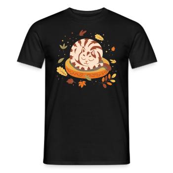 Autumn Vibes Cute Kitten Sleepy Cat Autumn - Men's T-Shirt - black - Front - AI Model Male 178 light (178cm)
