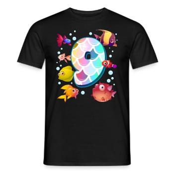 9. Geburtstag | Regenbogenfisch Geburtstag | - Männer T-Shirt - Schwarz - Vorne - AI Model Male 178 light (178cm)