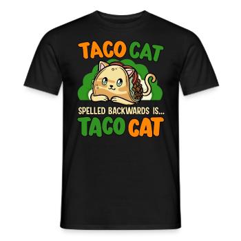Taco cat spells backwards animal rights - Men's T-Shirt - black - Front - AI Model Male 178 light (178cm)