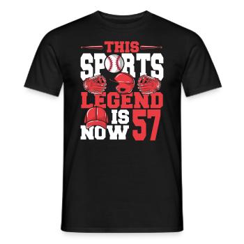 This sports legend is now 57, baseball game - Men's T-Shirt - black - Front - AI Model Male 178 light (178cm)