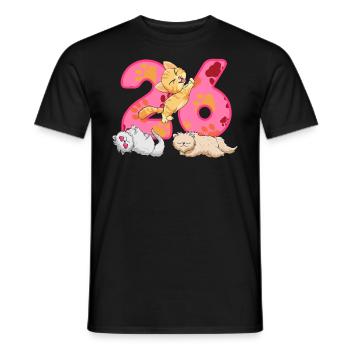 26th birthday kitten | Cat Birthday Shirt - Men's T-Shirt - black - Front - AI Model Male 178 light (178cm)