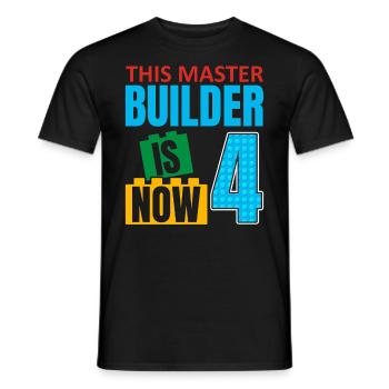 This Master Builder is now 4, Toy Blocks - Men's T-Shirt - black - Front - AI Model Male 178 light (178cm)
