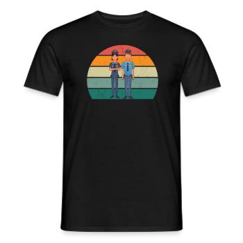 policeman policewoman order law enforcement officers police - Men's T-Shirt - black - Front - AI Model Male 178 light (178cm)