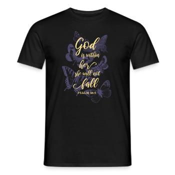 Papillons verset biblique chrétien - T-shirt homme - noir - Devant - AI Model Male 178 light (178cm)