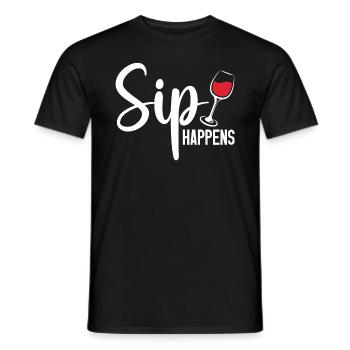 Sip Happens Wine Lover Gift | Wine Drinker Shirt - Men's T-Shirt - black - Front - AI Model Male 178 light (178cm)