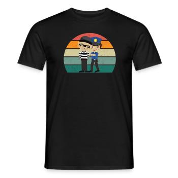 policeman policewoman order law enforcement officers police - Men's T-Shirt - black - Front - AI Model Male 178 light (178cm)