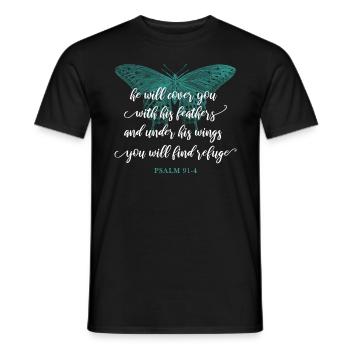 Christian quote Bible verse Religious - Men's T-Shirt - black - Front - AI Model Male 178 light (178cm)