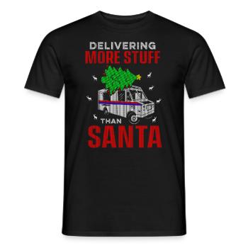 Postal Worker Ugly Christmas Design Santa Mailman - Men's T-Shirt - black - Front - AI Model Male 178 light (178cm)